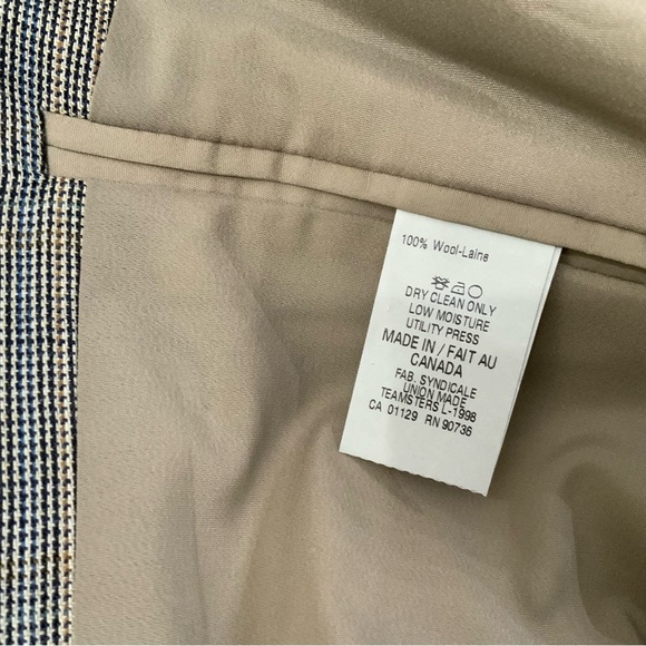 Lauren Ralph Lauren Blazer Sport Coat Jacket 42R 100% Wool Brown Tan Houndstooth - Picture 8 of 15